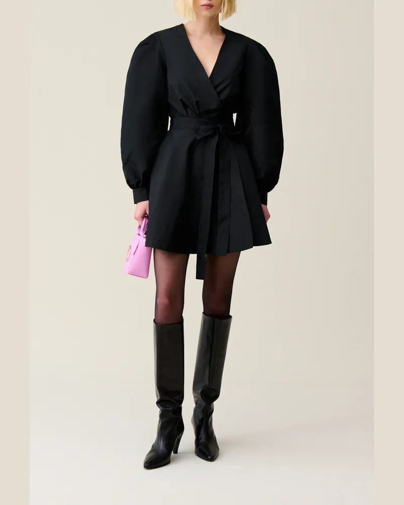 Claudie Pierlot Kurzes Kleid Puffärmeln in Schwarz Schwarz