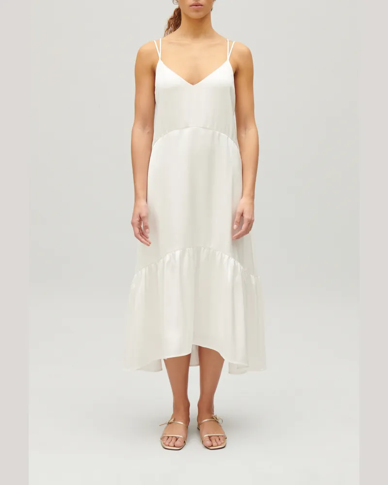 Claudie Pierlot Satiniertes Midikleid Ecru