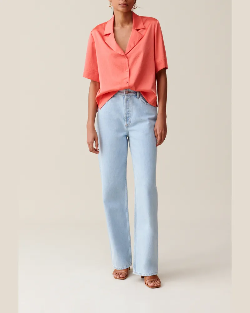 Claudie Pierlot Fließendes Satin-Mandarinhemd Mandarine
