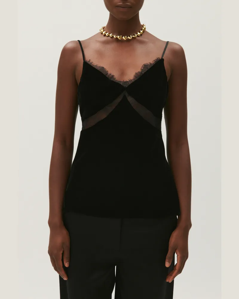 Claudie Pierlot Samt-Caraco schwarz Schwarz