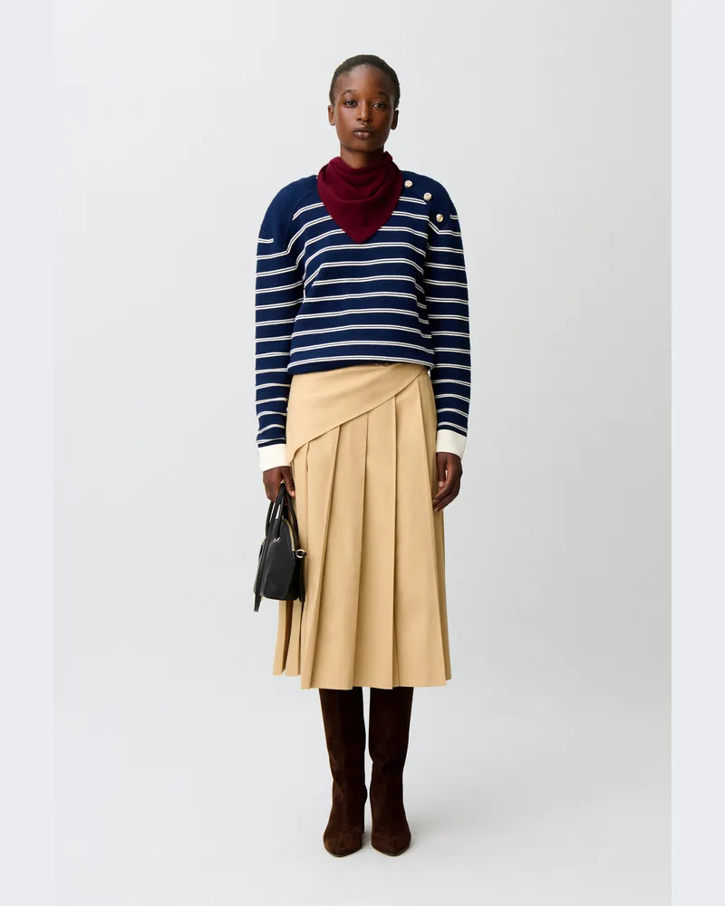 Claudie Pierlot Gestreifter Wollpullover Zweifarbig
