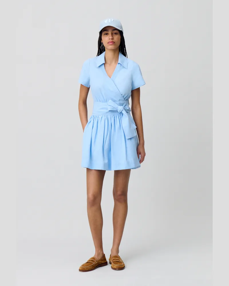 Claudie Pierlot Langes Kleid mit Gürtel Himmel-blau