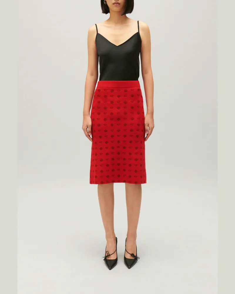 Claudie Pierlot Halblanger Strickrock in Rot Rot