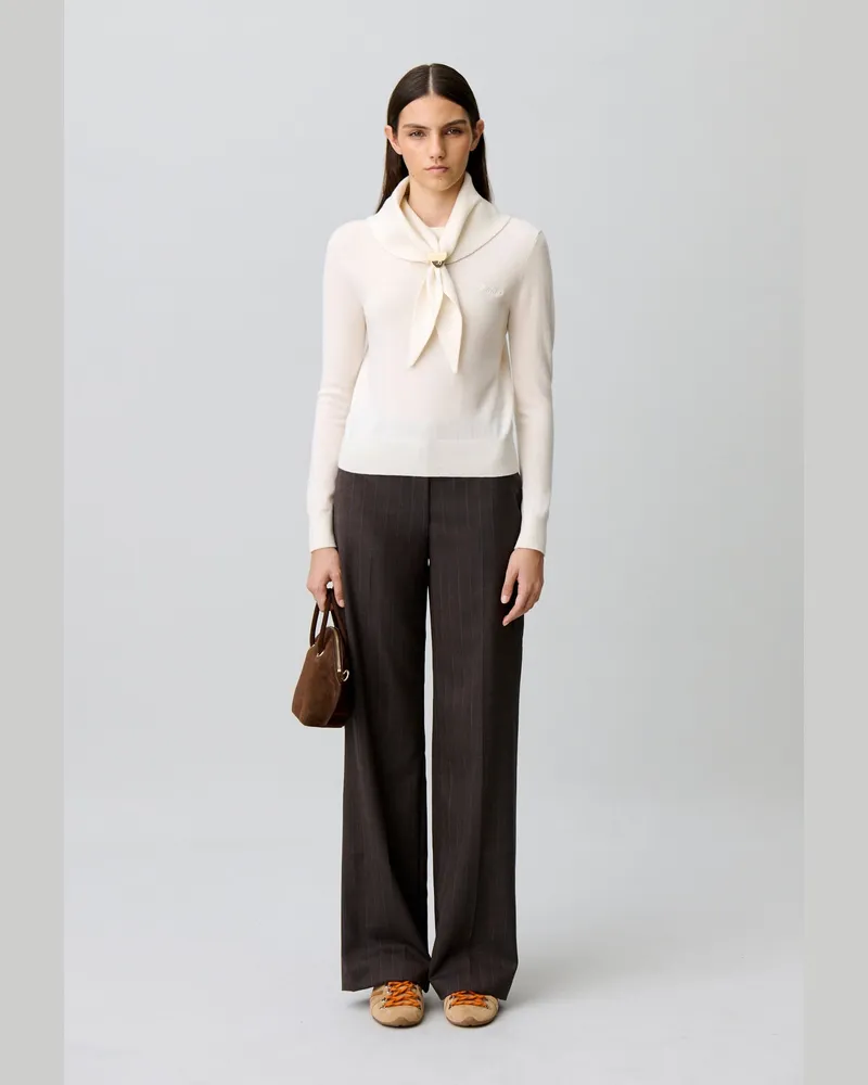 Claudie Pierlot Strickpullover, abnehmbares Tuch Ecru