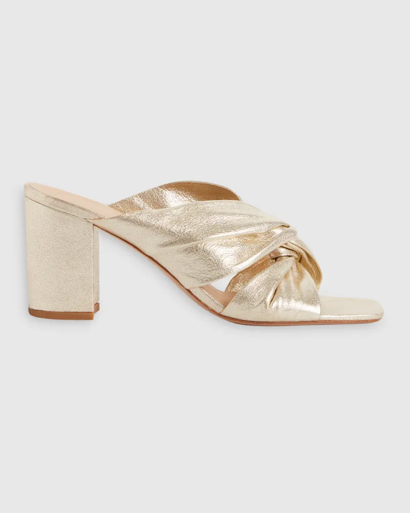 Claudie Pierlot Pantoletten aus goldfarbenem Leder Blass-golden