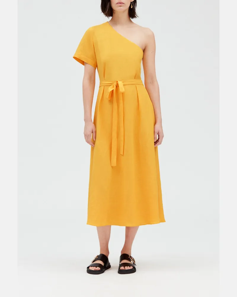 Claudie Pierlot Asymmetrisches Midikleid, gelb Mimosa