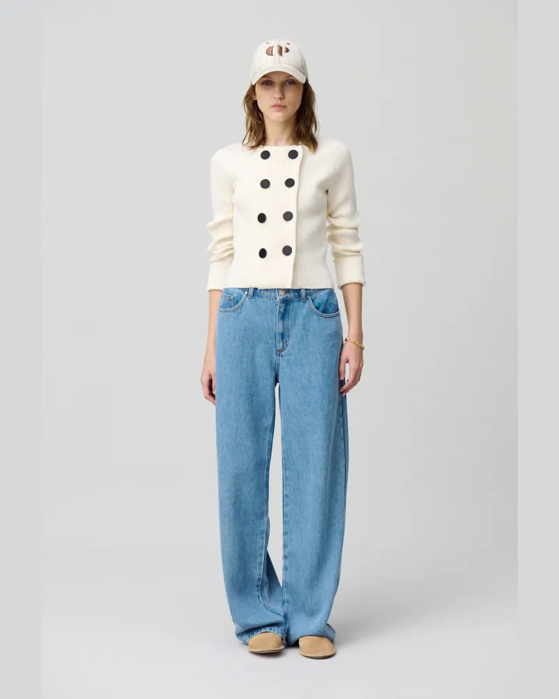 Claudie Pierlot Gestrickte Knopfjacke aus Wollmix Ecru