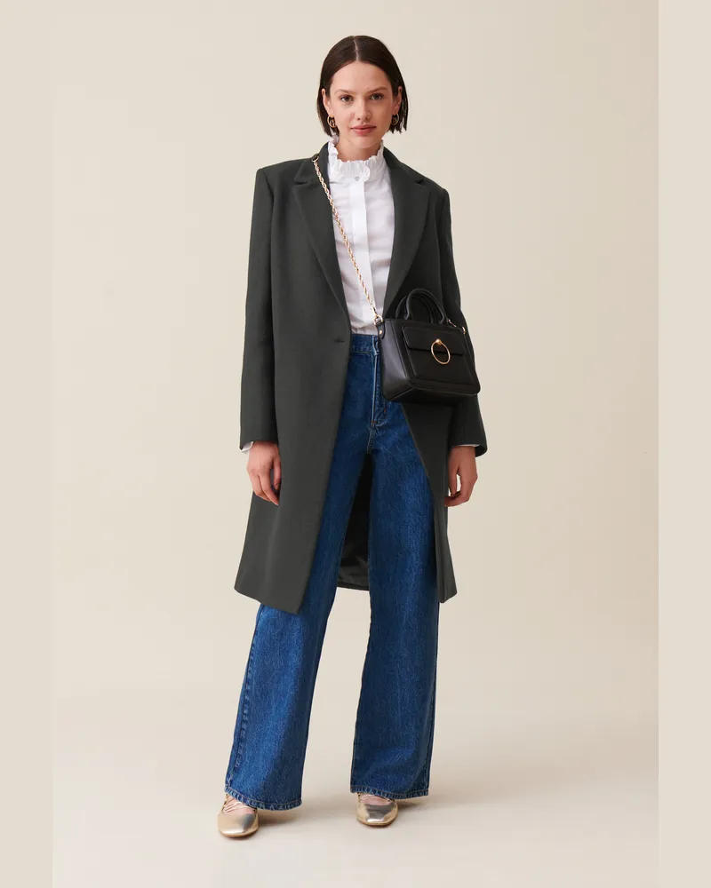 Claudie Pierlot Mittellanger grau Schneidermantel Grau