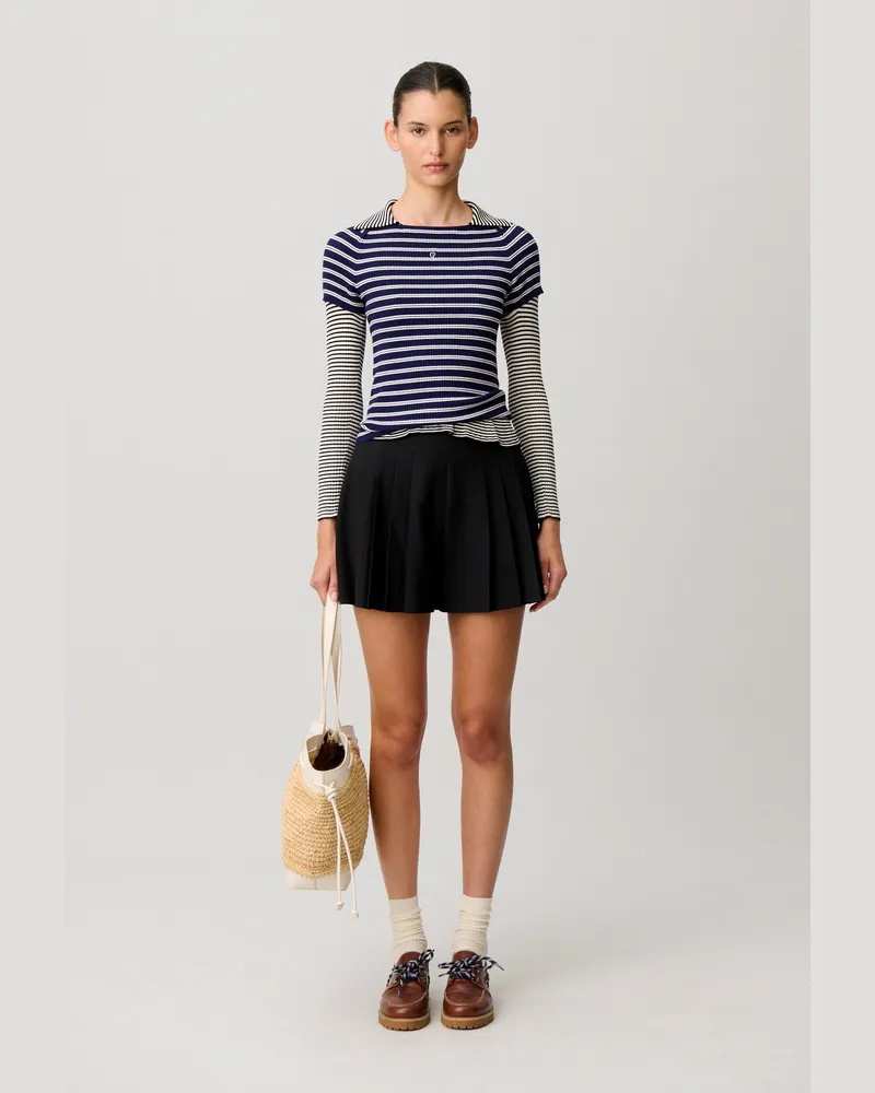 Claudie Pierlot Schwarze Plisseeshort Schwarz