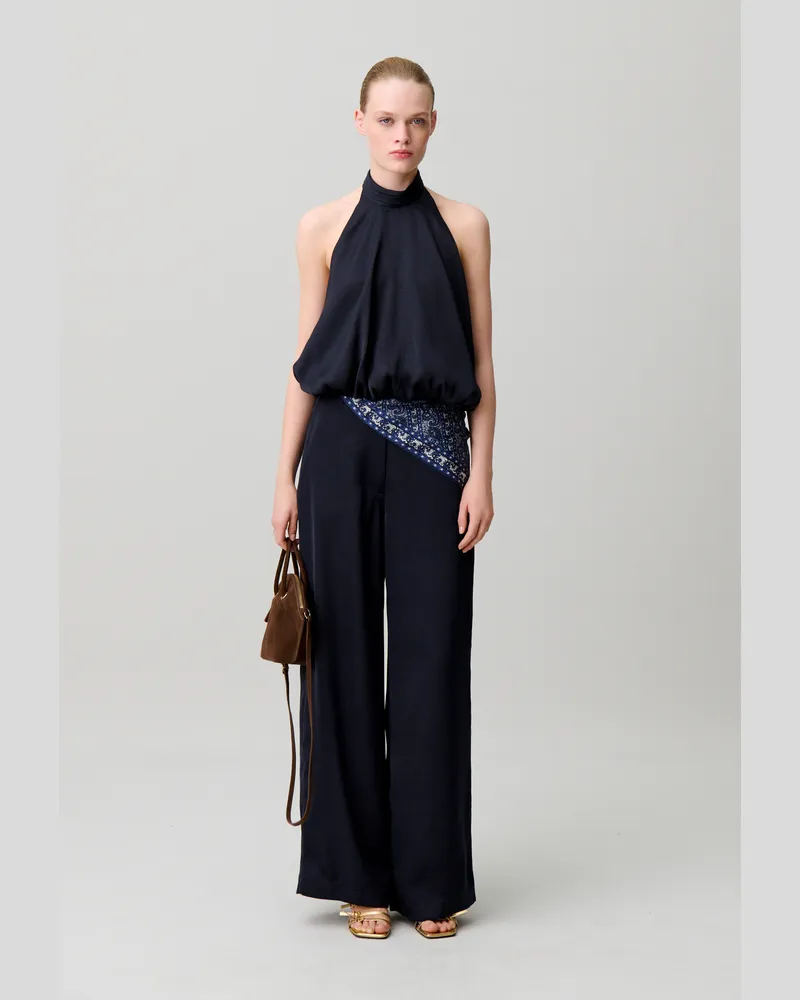 Claudie Pierlot Rückenfreies Satin-Top Marine