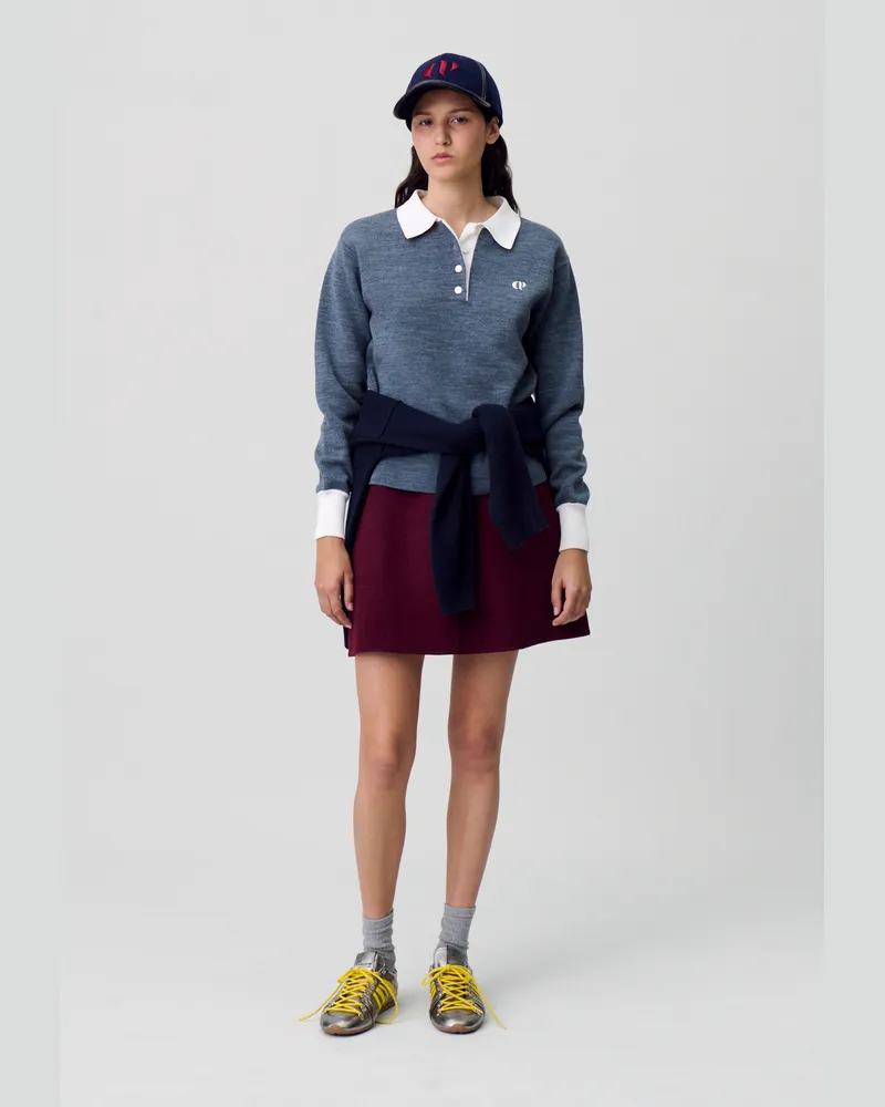Claudie Pierlot Kurzer, gerader Wollrock Bordeaux