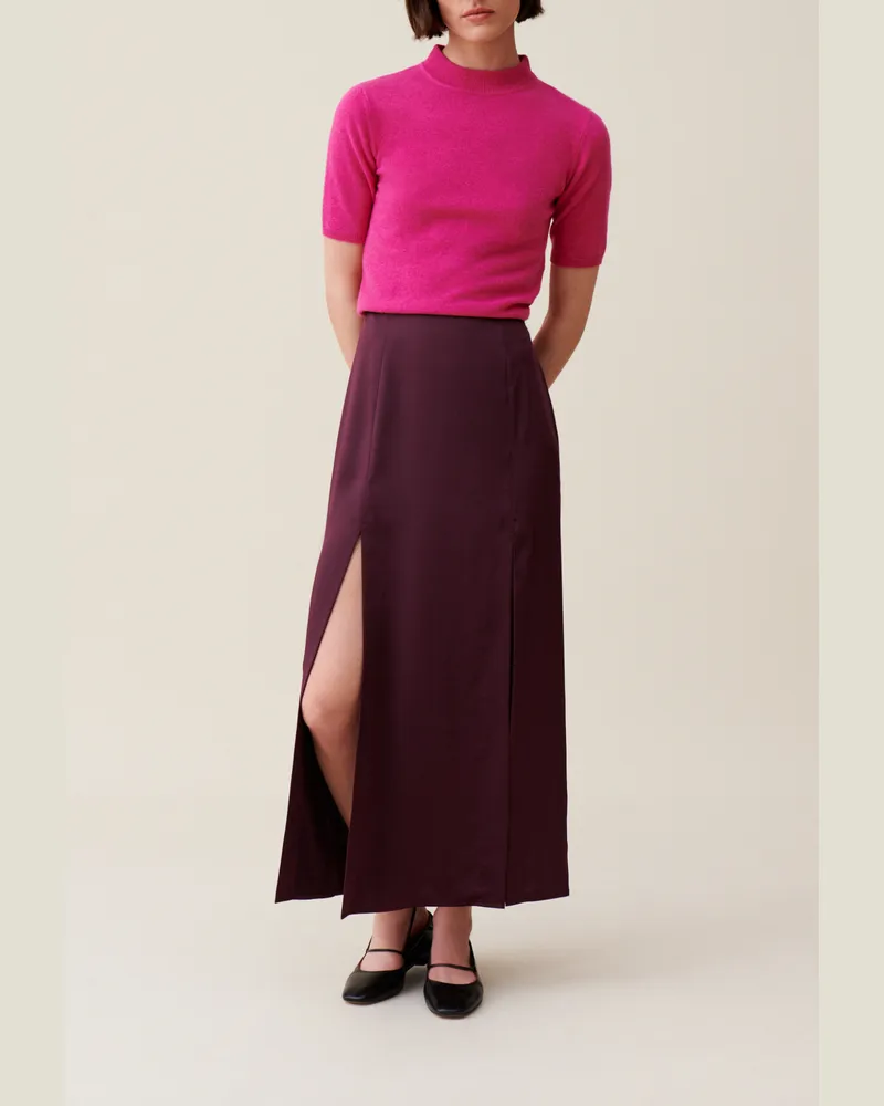 Claudie Pierlot Langer, fließender Faltenrock Bordeaux