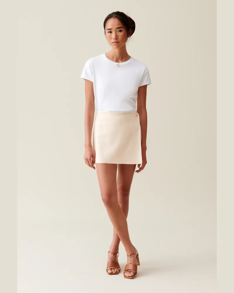 Claudie Pierlot Ivoryfarbener Wickelrock-Shorts Elfenbein