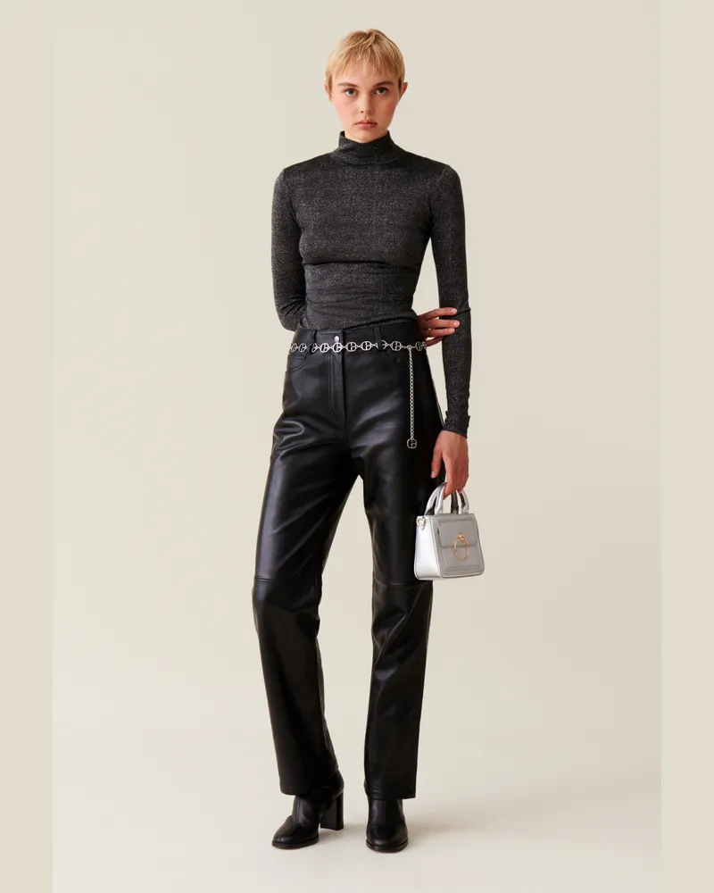 Claudie Pierlot Glitzernder Rollkragen-Longsleeve Schwarz