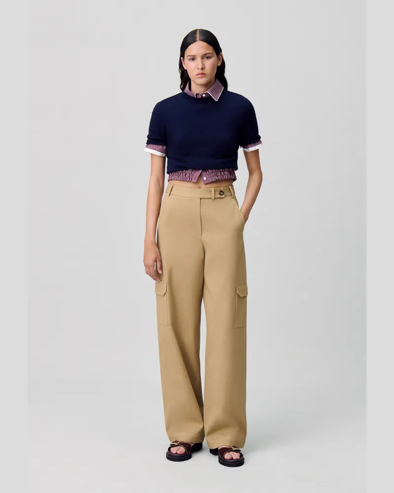 Claudie Pierlot Weite, gerade Cargo-Hose Kamel
