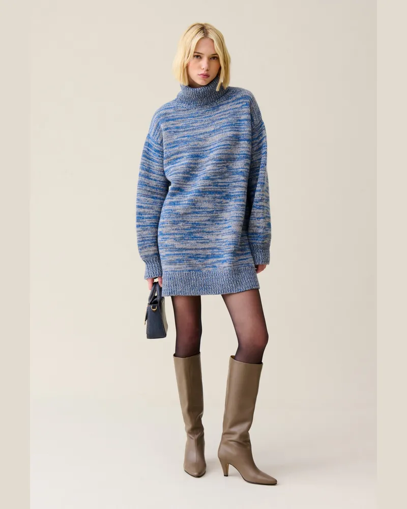 Claudie Pierlot Kurzes Wollkleid Rollkragen Zweifarbig