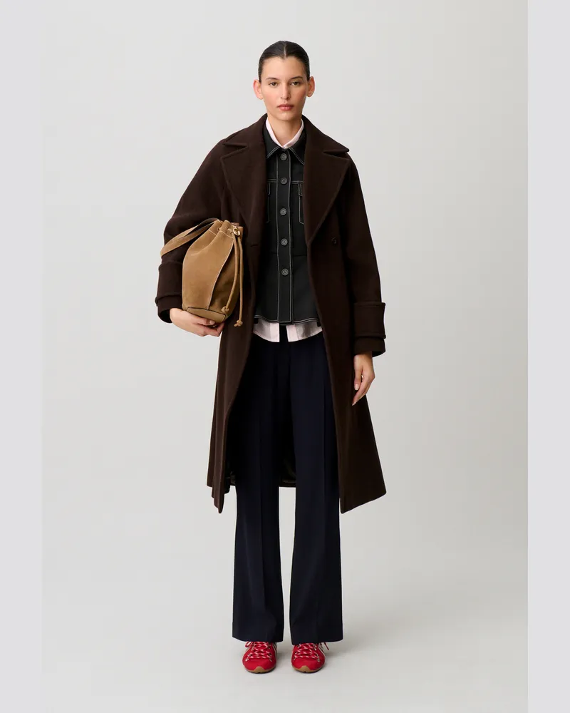 Claudie Pierlot Langer Mantel mit Gürtel Braun