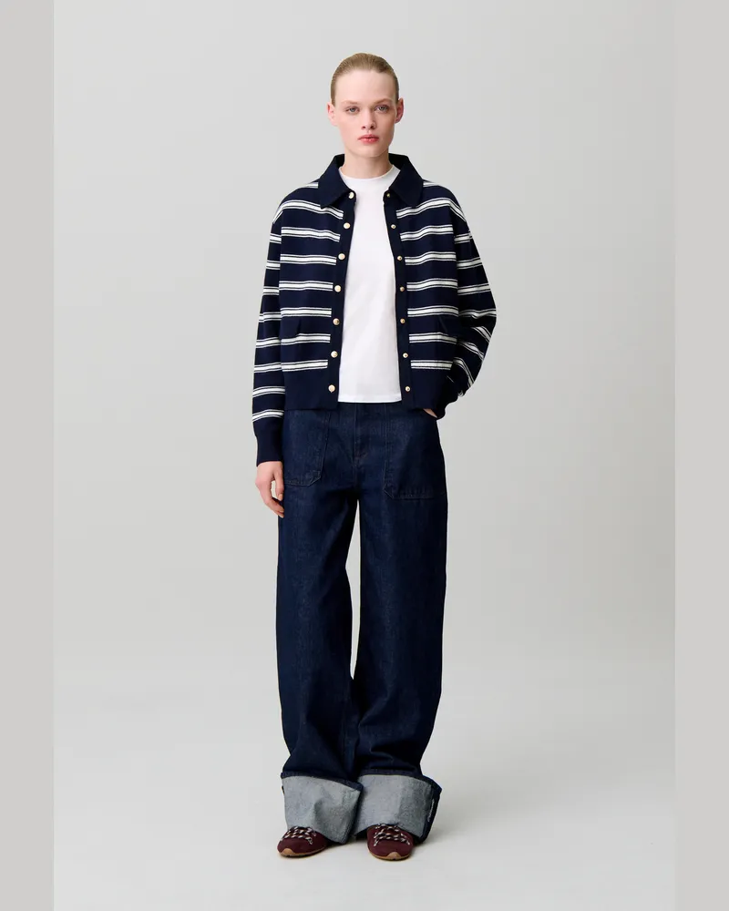 Claudie Pierlot Gestreifter Cardigan Zweifarbig