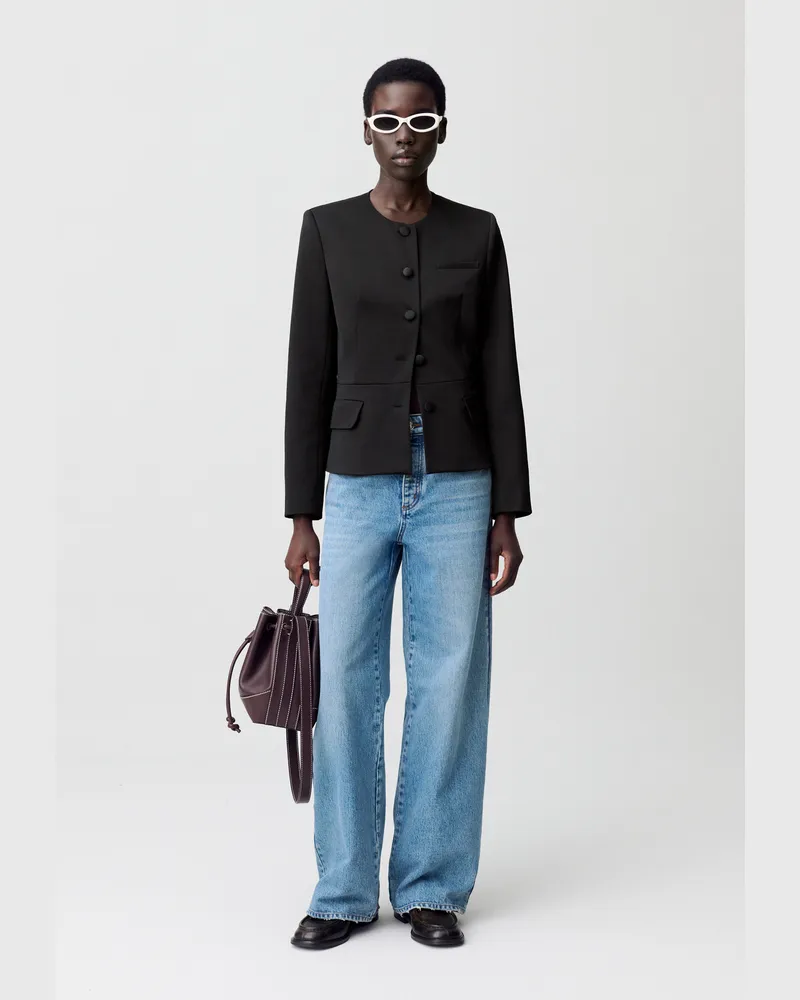 Claudie Pierlot Taillierte, satinierte Jacke Schwarz