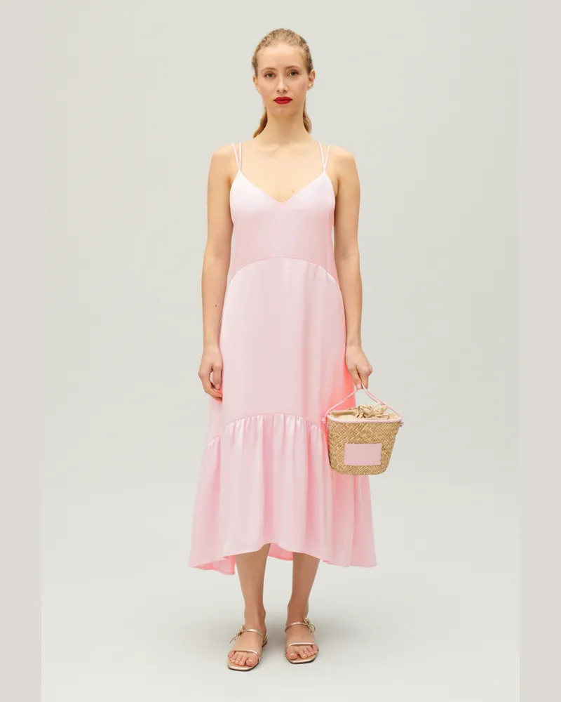 Claudie Pierlot Satiniertes Midikleid Blush
