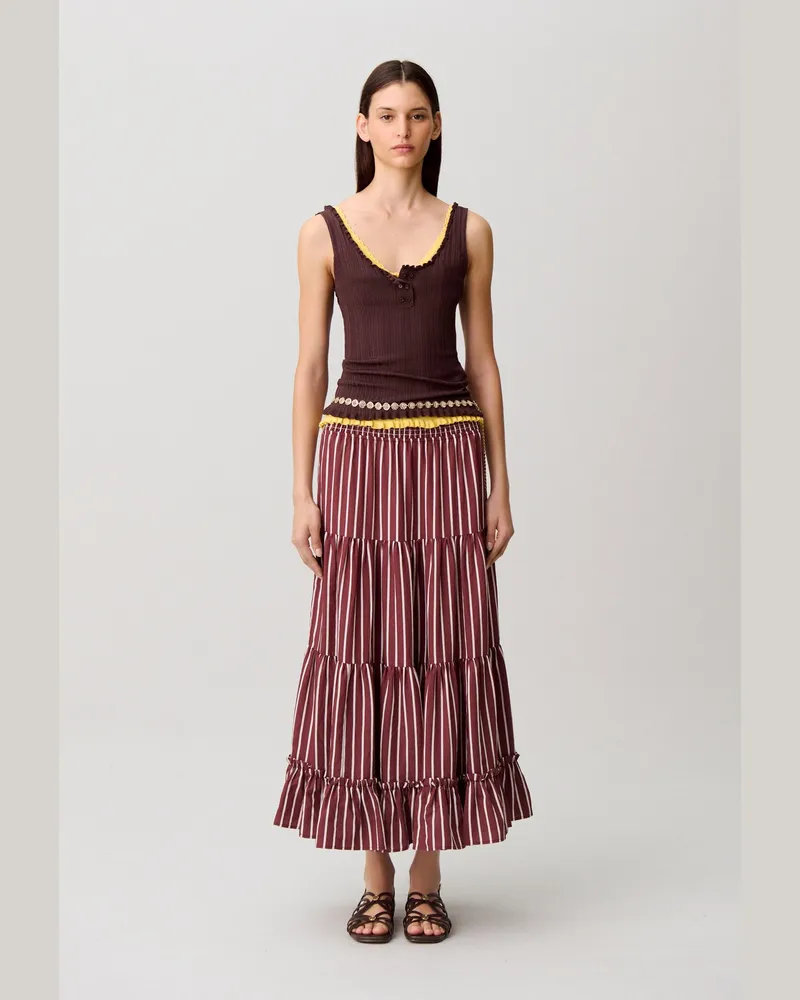 Claudie Pierlot Langer Streifenrock Zweifarbig