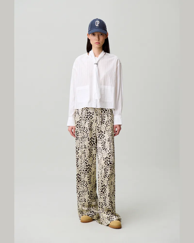 Claudie Pierlot Gestreiftes Baumwollhemd Weiß