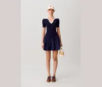 Strickkleid im Materialmix