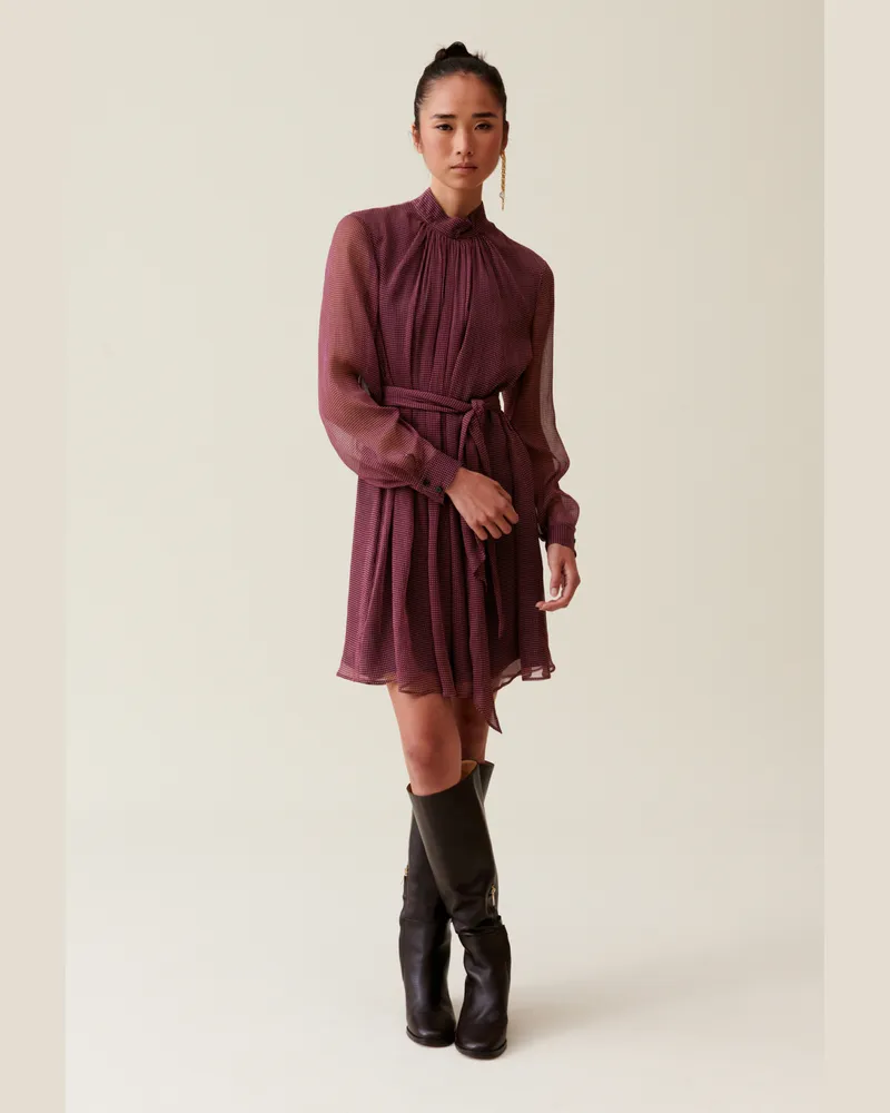 Claudie Pierlot Fließendes Kleid mit Schluppe Rosa