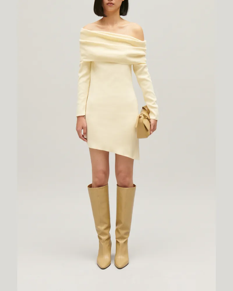 Claudie Pierlot Asymmetrisches Strickkleid Vanille