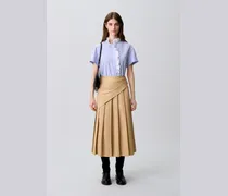 Gestreifte Popeline-Volantbluse
