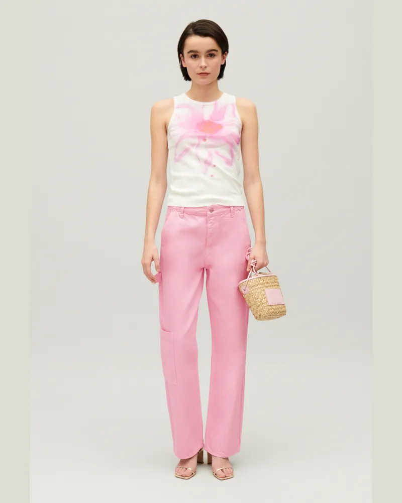 Claudie Pierlot Pierre Cargo Straight Leg Jeans Rosa Rosa