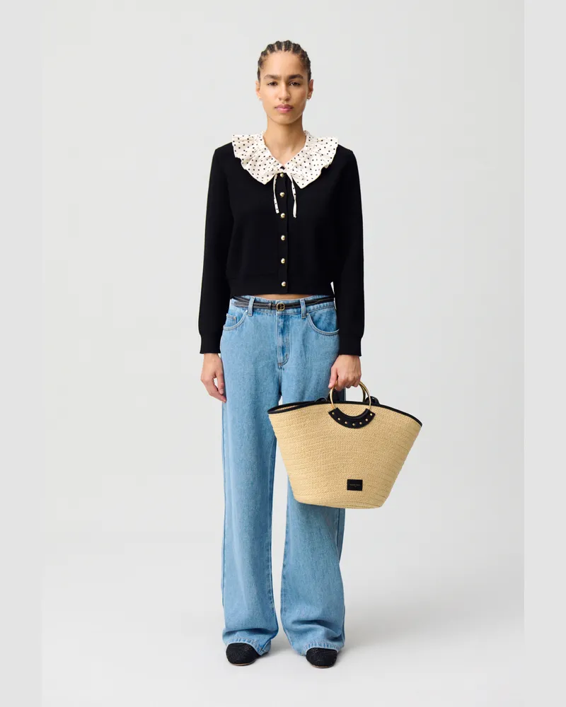 Claudie Pierlot Feinstrick-Cardigan mit Kragen Schwarz