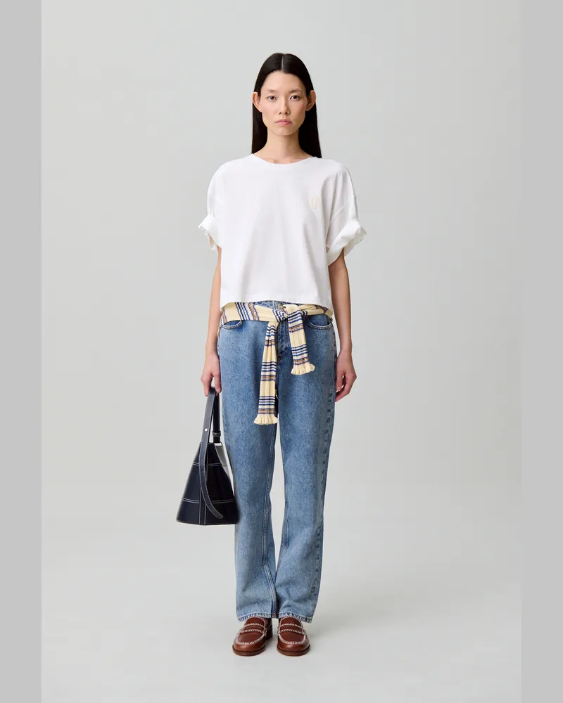 Claudie Pierlot Baumwoll-T-Shirt CP Ecru