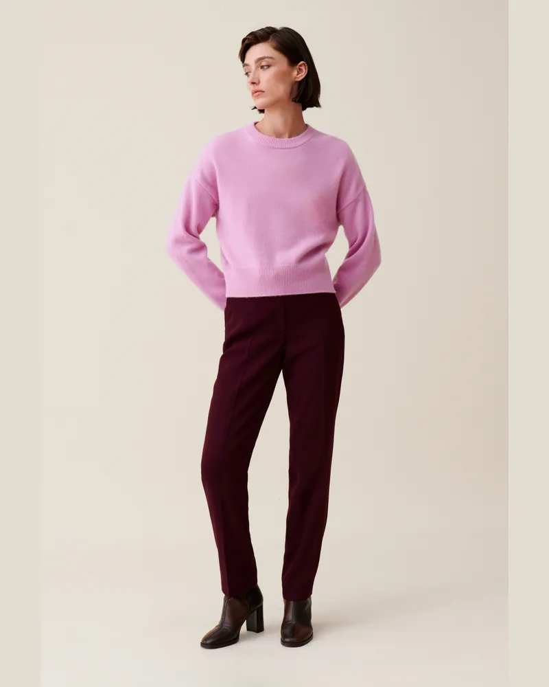 Claudie Pierlot Kaschmirpullover mit CP-Stickerei Blass-rosa