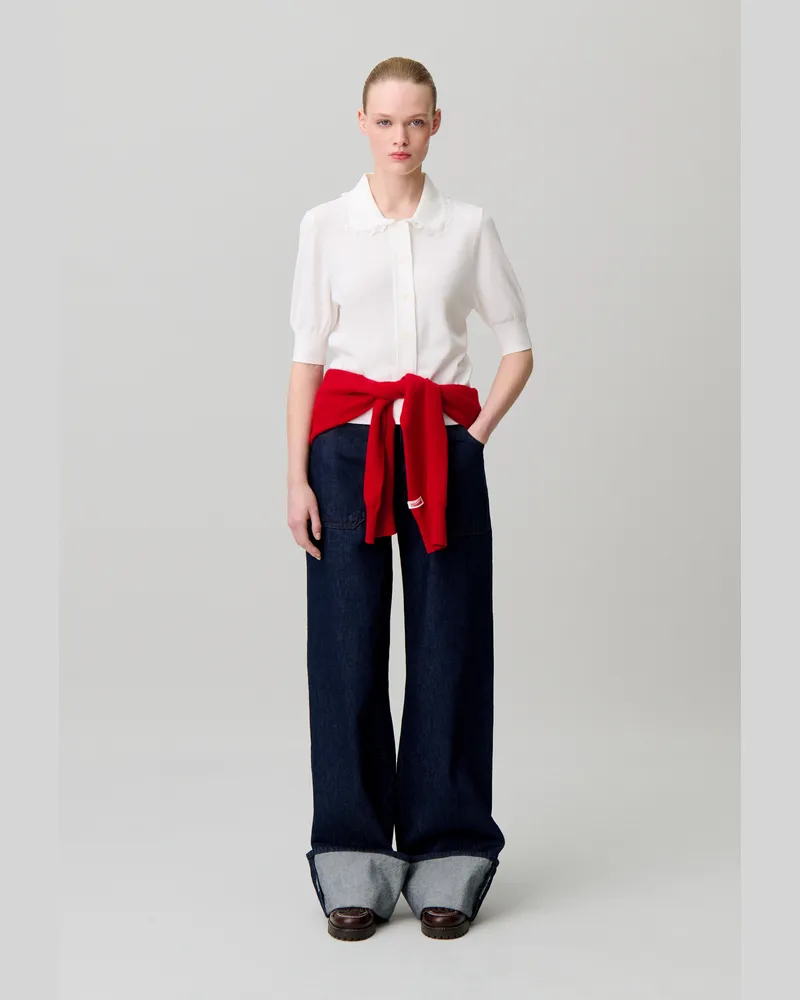 Claudie Pierlot Spitzenstrick-Cardigan Ecru