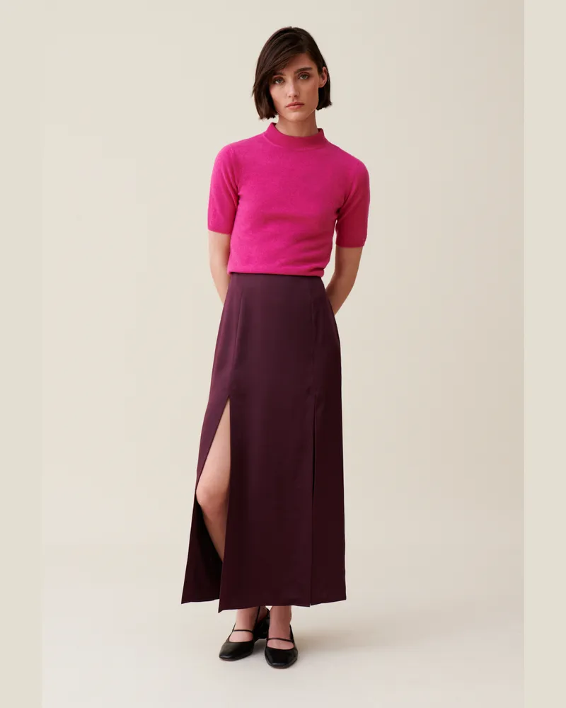 Claudie Pierlot Langer, fließender Faltenrock Bordeaux