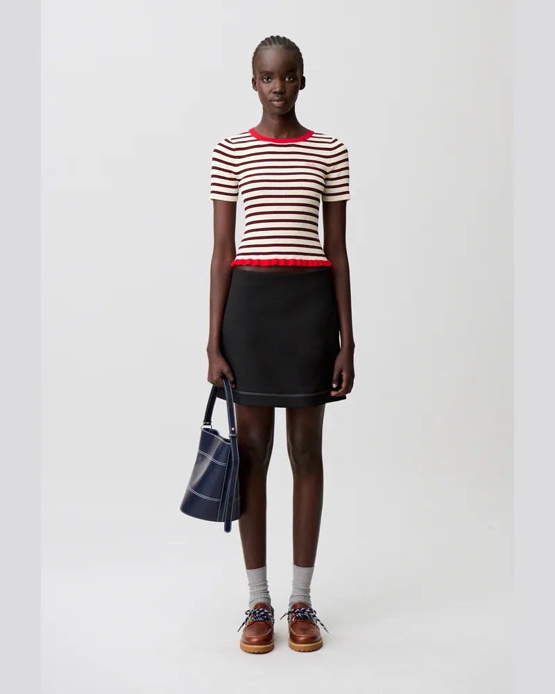 Claudie Pierlot Dreifarbig gestreiftes T-Shirt Multico