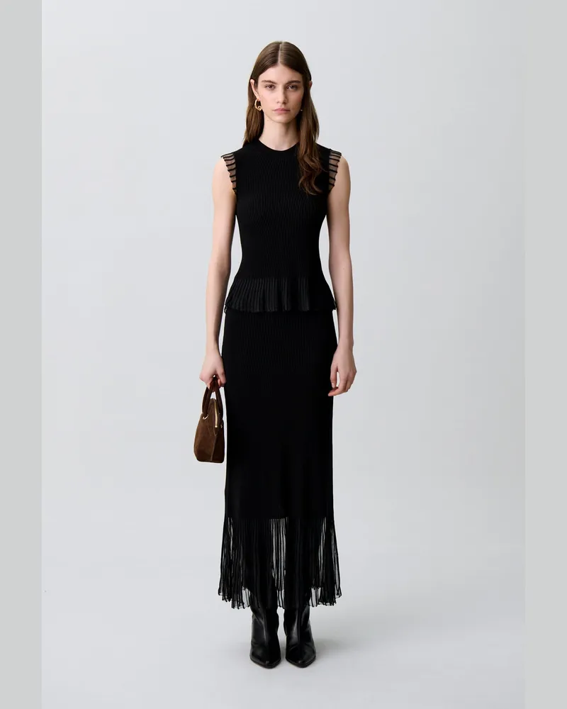 Claudie Pierlot Stricktop mit Stehkragen Schwarz