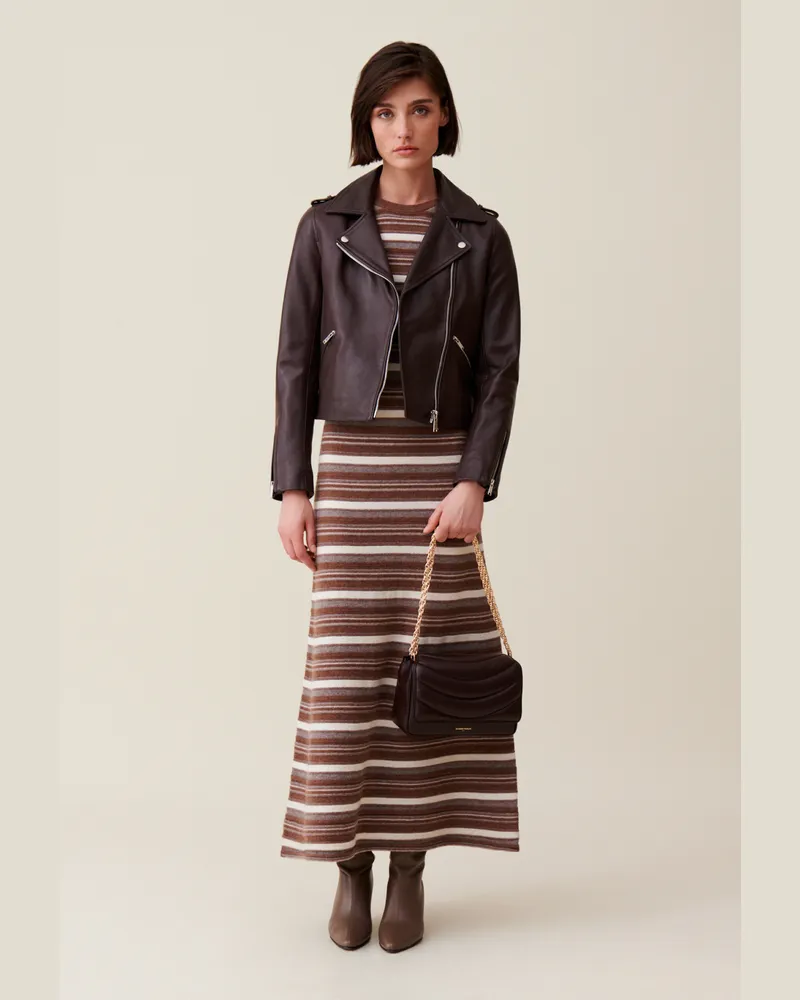 Claudie Pierlot Glattlederjacke Schokolade