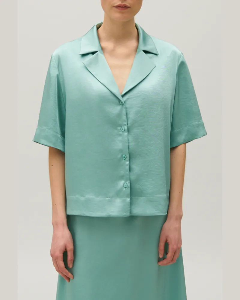 Claudie Pierlot Satiniertes Hemd Wassergrün Wasser-grün