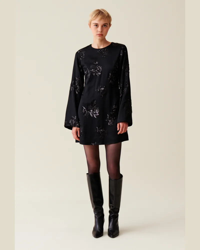 Claudie Pierlot Schwarzes kurzes Kleid Pailletten Schwarz