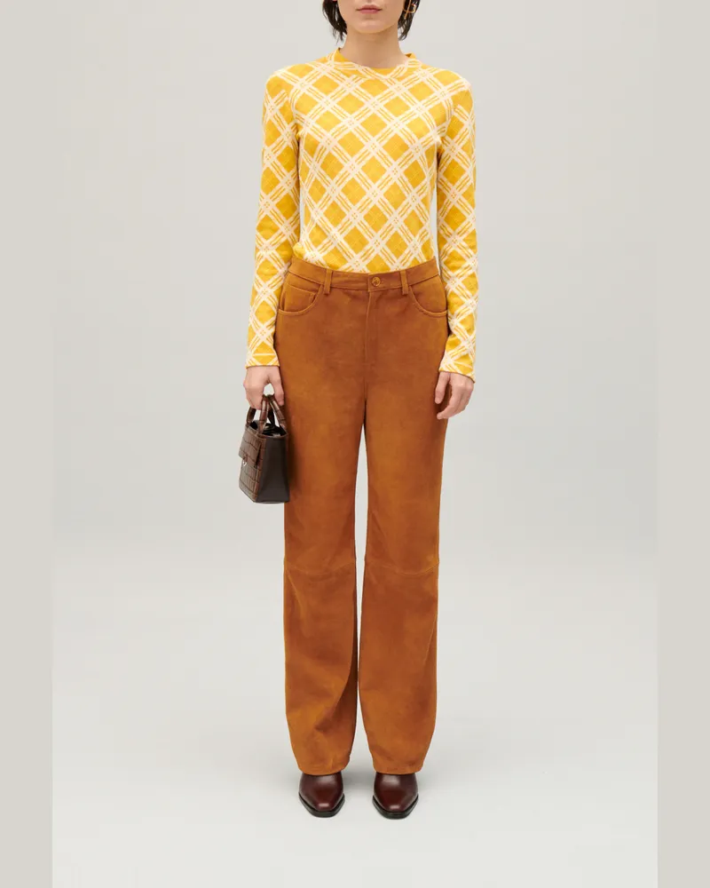 Claudie Pierlot Hose Suèdeleder Dunkelbeige Dunkles