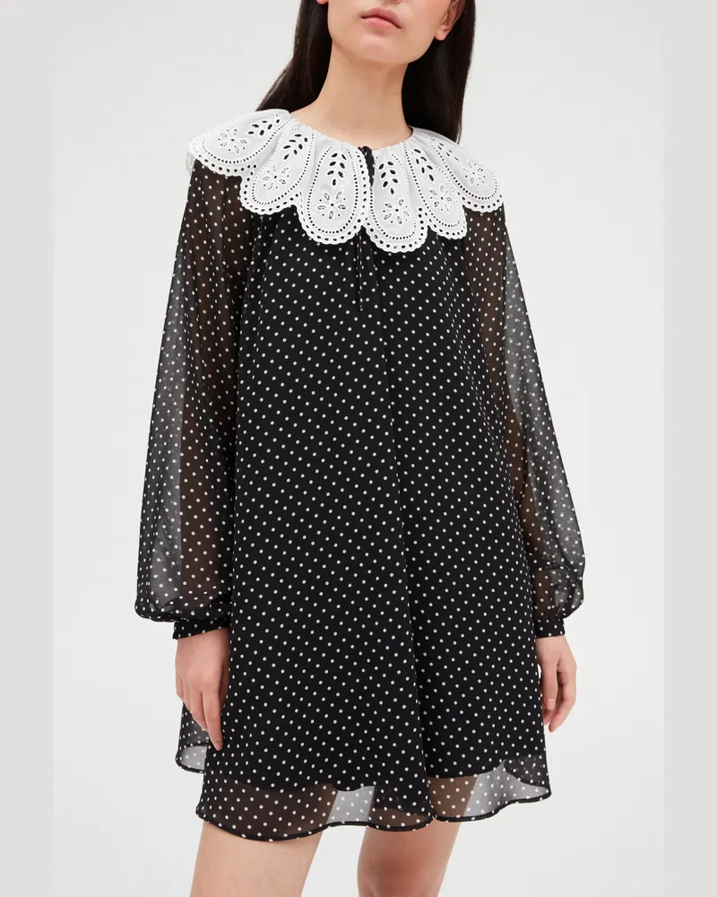 Claudie Pierlot Kurzes Kleid Rifi breitem Kragen Dunkler