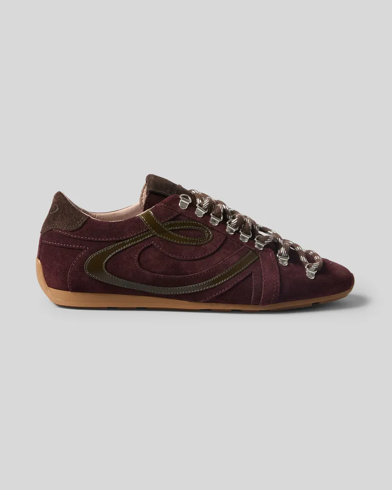 Claudie Pierlot Swing-Sneaker aus bordeauxrot Wildleder Bordeaux