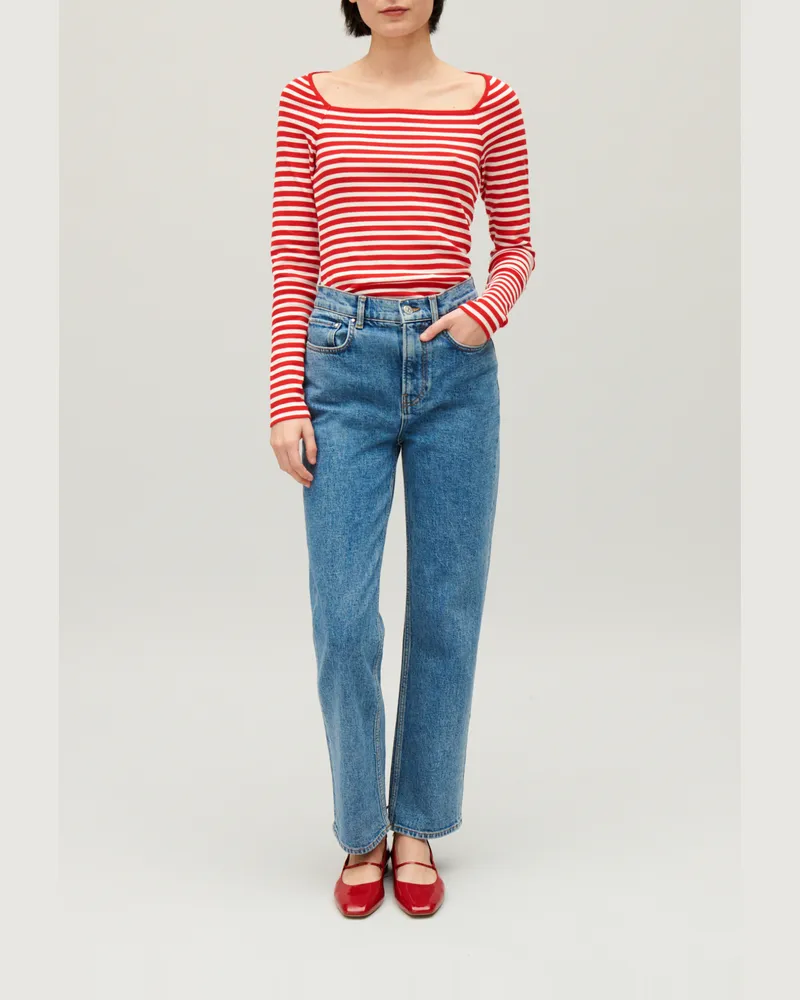 Claudie Pierlot Gestreiftes T-Shirt Rot
