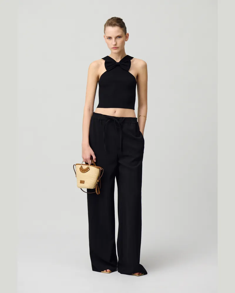 Claudie Pierlot Gestricktes Top Schleifendetail Schwarz