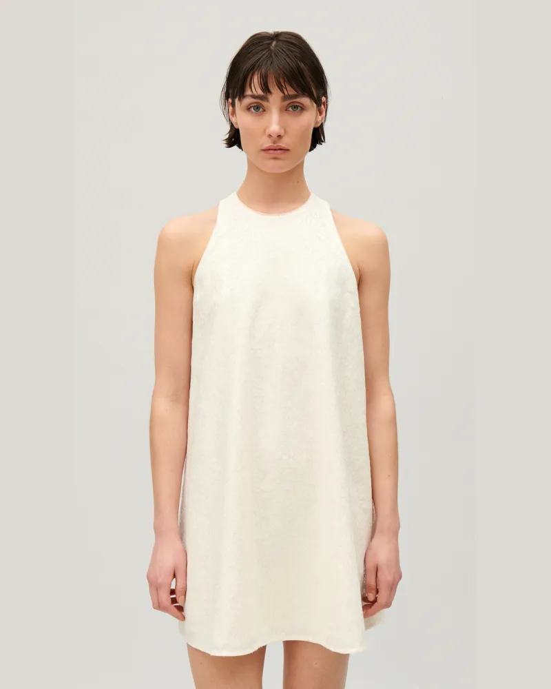 Claudie Pierlot Kurzes, paillettiertes Kleid Ecru Ecru
