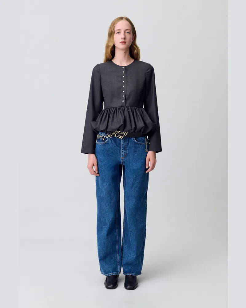 Claudie Pierlot Peplum-Top Grau-meliert