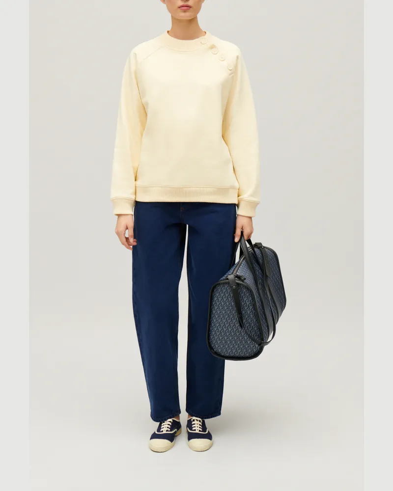 Claudie Pierlot Sweatshirt mit Knopfbesatz Vanille