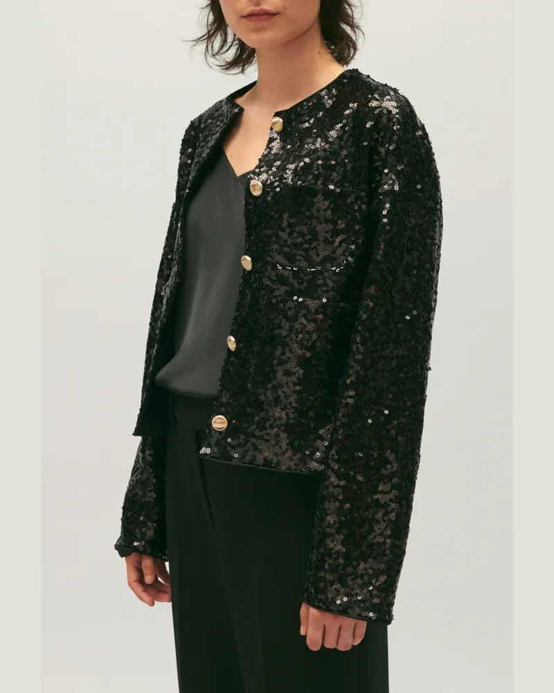 Claudie Pierlot Strickjacke mit Pailletten schwarz Schwarz